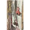 Image 2 : CONTENTS OF SHOP WALL INCLUDING LIFTING STRAPS, 3 PLATE CLAMPS, CHAIN HOIST, SCREW CLAMP & 3 ROLLER
