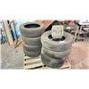 Image 1 : PALLET WITH SET OF 4 GOODYEAR ST225-75-R15 VEHICLE TIRES & SET OF 4 TIGERPAW 215-55-R17 94H M+S