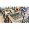 Image 1 : LARGE METAL HEAVY DUTY SHOP TABLE & 2 METAL SAW HORSES