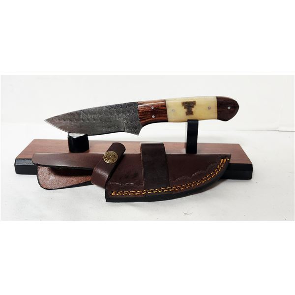 Texas Tech-Damascus Steel knife & sheath
