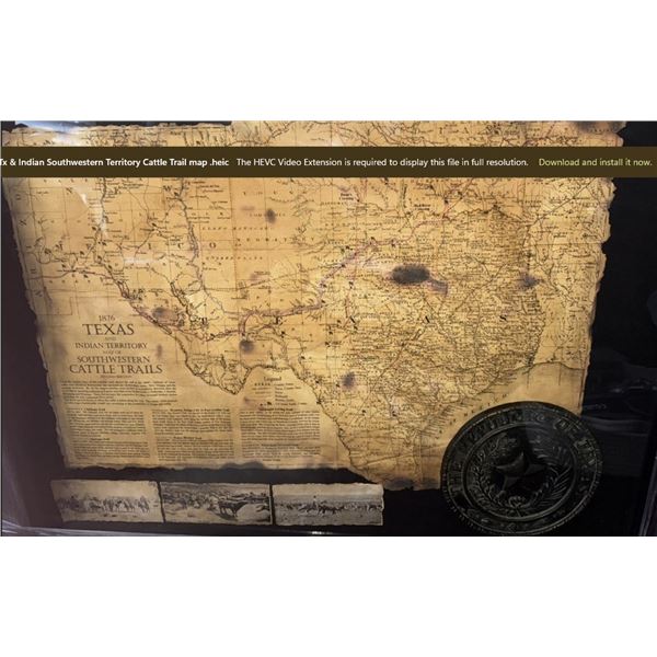1876 Great Texas Western Cattle Trails (TX & Indian Territory map of Southwestern Cattle Trails)