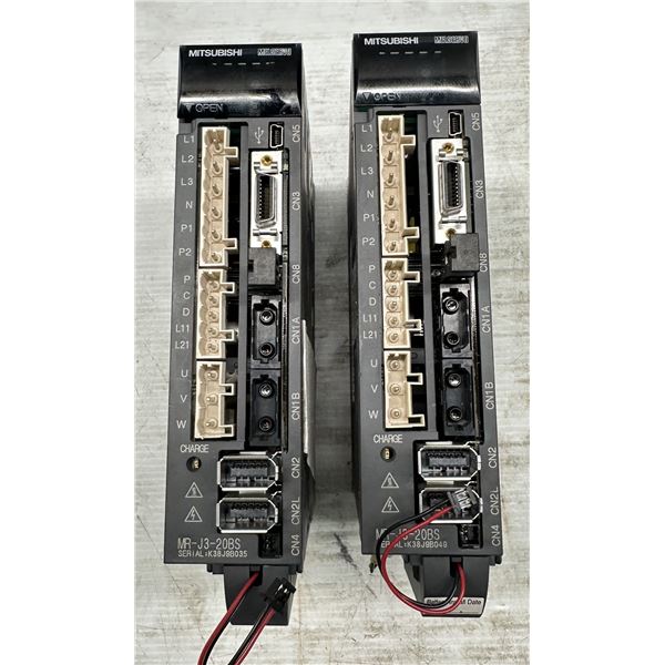 (2) Mitsubishi #MR-J3-20BS AC Servo Drivers