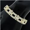 Image 2 : Unisex 18K Gold 14.9 ctw Channel Set FIERY Diamond Wide Link Statement Bracelet