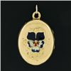 Image 5 : Antique Art Nouveau 14k Gold Enamel Work Pansy Flower Hinged Locket Pendant