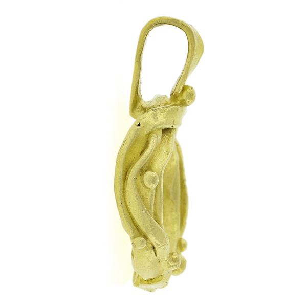 Denise Roberge 22k Yellow Gold Ancient Coin Textured & Bead Work Charm Pendant