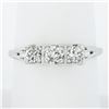 Image 9 : Vintage Platinum 0.80 ctw Pave Old Transitional Cut Diamond 3 Stone Band Ring
