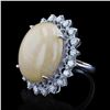 Image 2 : 22.17 ctw Opal and 1.16 ctw Diamond 14K White Gold Ring