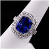 Image 3 : 6.27 ctw Tanzanite and 1.41 ctw Diamond Platinum Ring