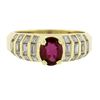Image 6 : 18K Yellow Gold 1.43 ctw GIA Oval Red Ruby & Baguette Diamond Engagement Ring