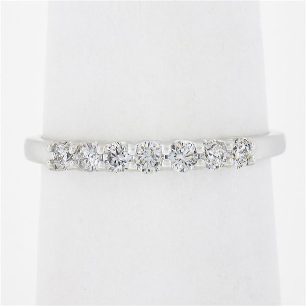 Solid 14K White Gold .30 ctw Round Brilliant Prong Diamond Stackable Band Ring
