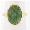 Image 7 : 10K Gold Milgrain Bezel Set Oval Cabochon Jade Polished Simple Solitaire Ring
