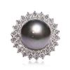 12.0mm Tahitian Cultured Pearl and 1.37 ctw Diamond 14K White Gold Ring
