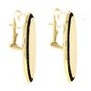 Image 4 : Vintage 14K Gold Polished Elongated Oval w/ Garnet Channel Frame Drop Earrings