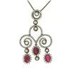 Image 3 : 18k Black Gold 4.39 ctw Rose Diamond & Blood Ruby Edwardian Style Necklace Penda
