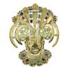 Image 3 : Large Vintage 18K Gold Tribal Face Brooch w/ Diamond Multi Color Gemstone Enamel