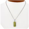 18K White Gold Rectangular Lemon Quartz Diamond Encrusted Bail Pendant Necklace