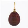 Image 3 : Russian 14k Gold & Silver Clear Stone Red Enamel Textured Egg Charm Pendant