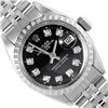 Rolex Ladies Stainless Steel Black Diamond Engine Turn Bezel Date Watch 26MM