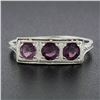 Image 2 : Antique Edwardian Platinum Rhodolite Garnets Filigree Wheat Work 3 Stones Ring