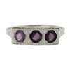 Image 4 : Antique Edwardian Platinum Rhodolite Garnets Filigree Wheat Work 3 Stones Ring