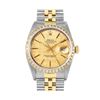 Image 2 : Rolex Mens 2 Tone Champagne Linen Dial Diamond Bezel Datejust Wristwatch