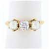 Antique 14k Yellow Gold 0.37 ctw Old European Diamond w/ 4.5mm Pearl Accents Rin