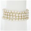 Image 2 : Cultured Pearl w/ 14k Gold Textured Buckle Style 4 Row Strand 5-6mm Bracelet