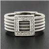 Image 2 : 14k White Gold 0.26 ctw Pave Diamond Square 5 Row Snake Link Wide Cigar Band Rin