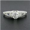 Image 2 : Antique Art Deco Platinum European Diamond Solitaire w/ Filigree Engagement Ring