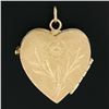 Image 3 : Vintage 14k Yellow Gold Hand Engraved Floral Work 4-Picture Heart Locket Pendant