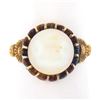 Antique Victorian 18k Yellow Gold GIA 9.46mm Pearl w/ Floral Side Solitaire Ring