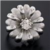 Image 2 : Vintage 18K White Gold.78 ctw Round Brilliant Diamond Large Cocktail Flower Ring