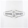 14k White Gold 1.37 ctw Marquise Solitaire Baguette Round Diamond Engagement Rin