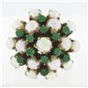 Image 4 : Antique 8k Yellow Gold Round Pearl & Green Chalcedony Prong Cluster Pyramid Ring