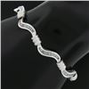 Image 3 : 18K Gold 7" 1.60 ctw Baguette Channel Set Diamond Dual Finish Wavy Link Bracelet