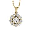 Image 2 : 18k Yellow Gold 1.04 ctw Round Diamond Cluster Pendant 18" Bead Ball Necklace