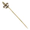 Antique Victorian 14K Rosy Yellow Gold Seed Pearl Fleur De Lis Stick Pin