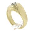 Unisex Solid 14k Gold 0.25 ctw Round Cut Diamond Bezel Solitaire Signet Band Rin