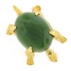 Vintage 14k Gold Cabochon Green Jade Detailed Small Turtle Tortoise Pin Brooch