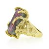 Image 6 : Vintage 14k Gold Uncut Watermelon Tourmaline Open Freeform Nugget Textured Ring
