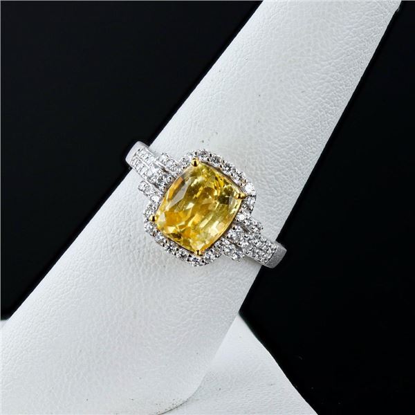 3.09 ctw UNHEATED Yellow Sapphire and 0.43 ctw Diamond 18K White and Yellow Gold
