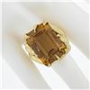 Image 7 : 18K Yellow Gold Large Emerald Cut Citrine Hammered Finish Cocktail Ring