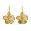 Image 3 : 18K Gold 0.08 ctw Bezel Diamond Detailed Textured Buttercup Flower Drop Earrings