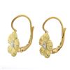 Image 4 : 18K Gold 0.08 ctw Bezel Diamond Detailed Textured Buttercup Flower Drop Earrings
