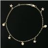 Image 5 : 14k Yellow Gold Puffed Stars & Hearts Adjustable Rolo Link Ankle Bracelet Anklet