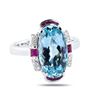 Image 3 : 4.13 ctw Aquamarine, 0.44 ctw Ruby and 0.08 ctw Diamond Platinum Ring