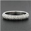 Image 2 : 14K White Gold 0.60 ctw Round Pave Diamond 3 Row Domed Stack Wedding Band Ring