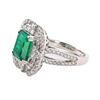 Image 2 : 4.15 ctw Emerald and 1.38 ctw Diamond Platinum Ring (GIA CERTIFIED)