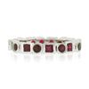 Image 5 : Estate 18k White Gold 1.42 ctw Round & Square Ruby Bezel Station Stack Band Ring