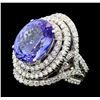 13.82 Tanzanite and Diamond Ring - 14KT White Gold